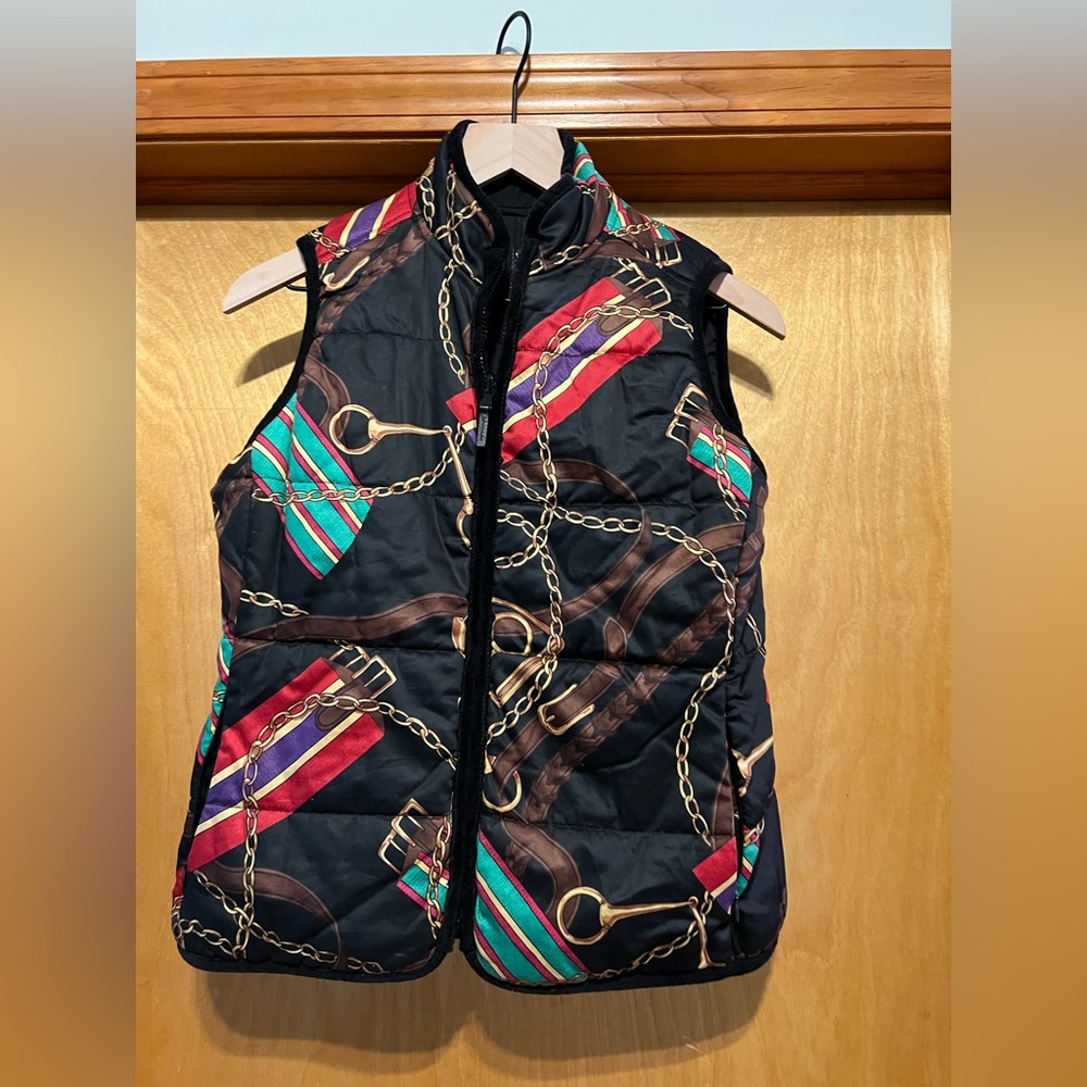 Vintage 90’s Ralph Lauren Women’s PM Reversible Vest  Monogram & Horsebit Lining